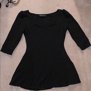 Black, low cut fit and flare shirt